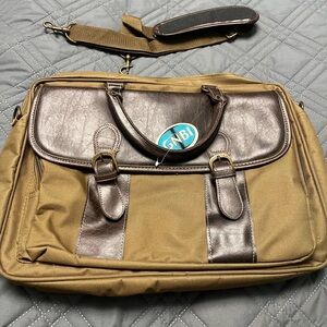 GNBI Canvas Briefcase with Leather Trim